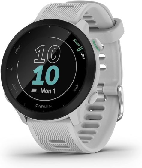 Garmin Forerunner 55 Easy to Use Lightweight GPS Running Smartwatch Running and Training Guidance Safety and Tracking Features included White